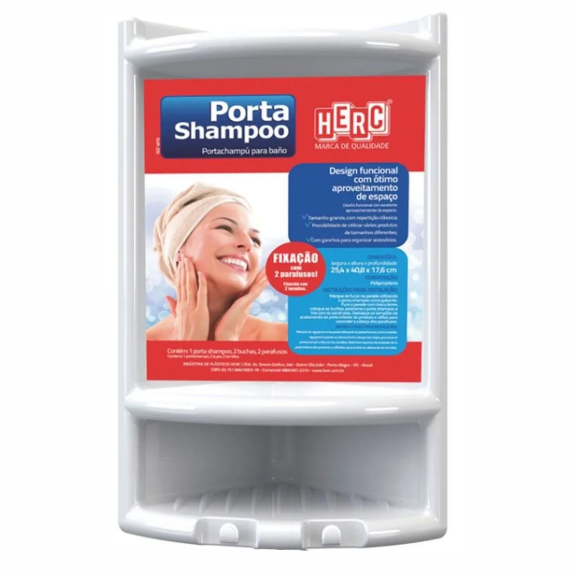 Porta Shampoo Cantoneira Com Kit Instalação Herc 02 Andares